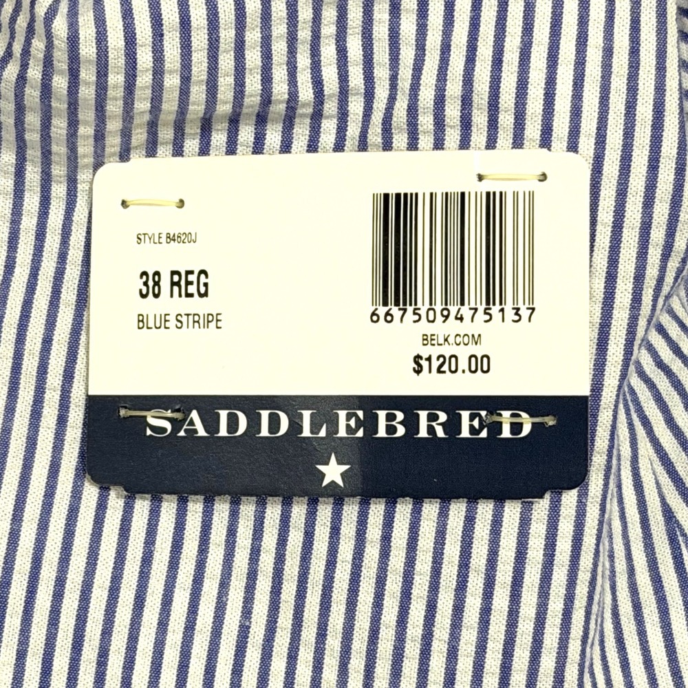 Saddlebred Mens 38R Blue White Striped Seersucker Blazer Sport Coat B4620J NWT - Picture 3 of 5